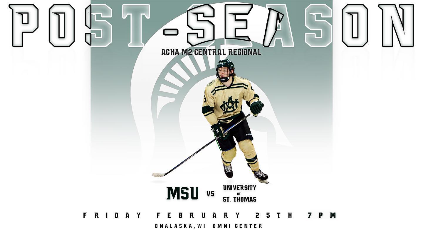 Playoffs start today with a game vs St. Thomas university at 7:00 pm.  The game will be broadcast on https://www.hockeytv.com