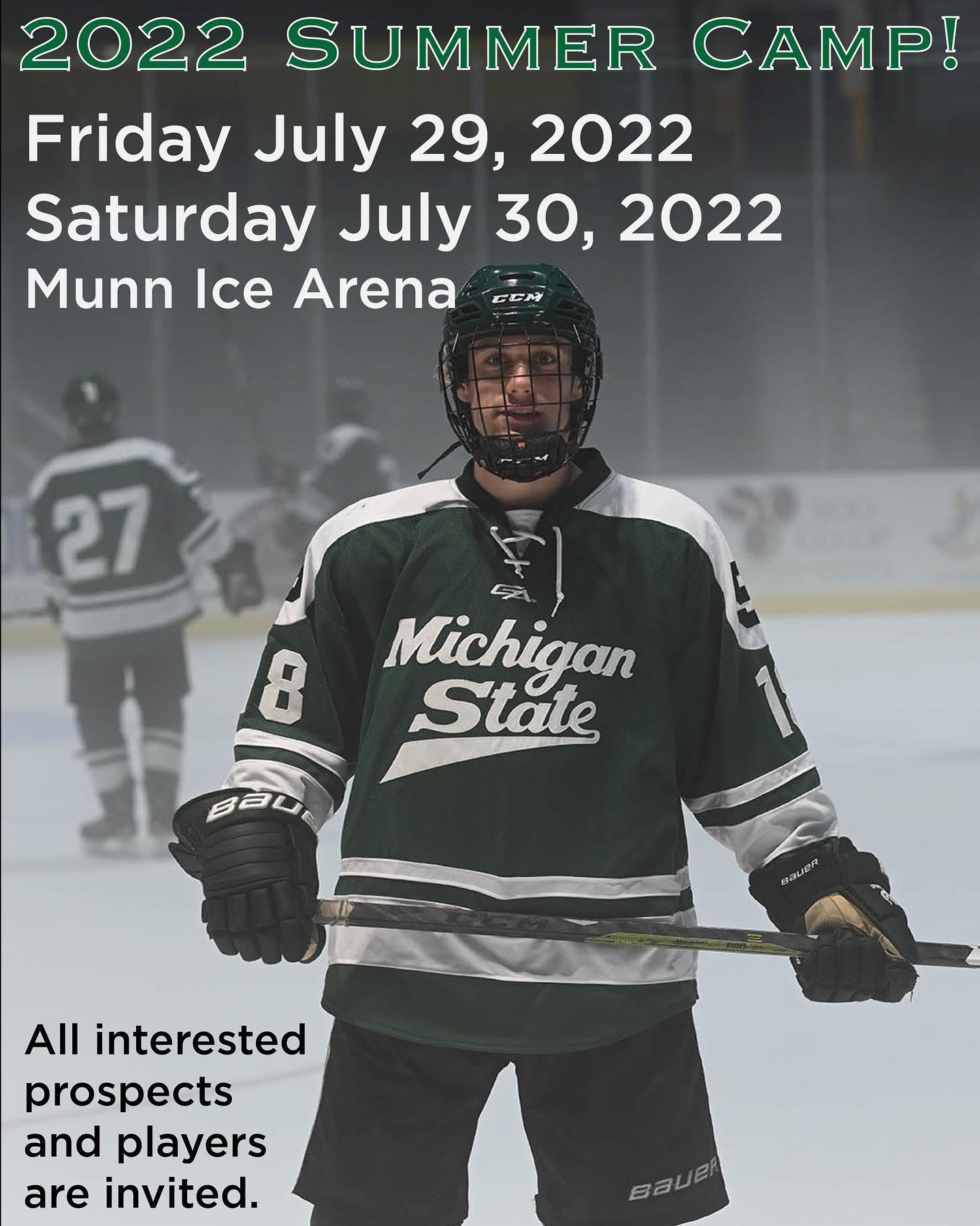 Our 2022 Summer Camp will be held July 29 & 30 at Munn Ice Arena.  All the details are on our website msuclubhockey.com. DM or email any questions!
